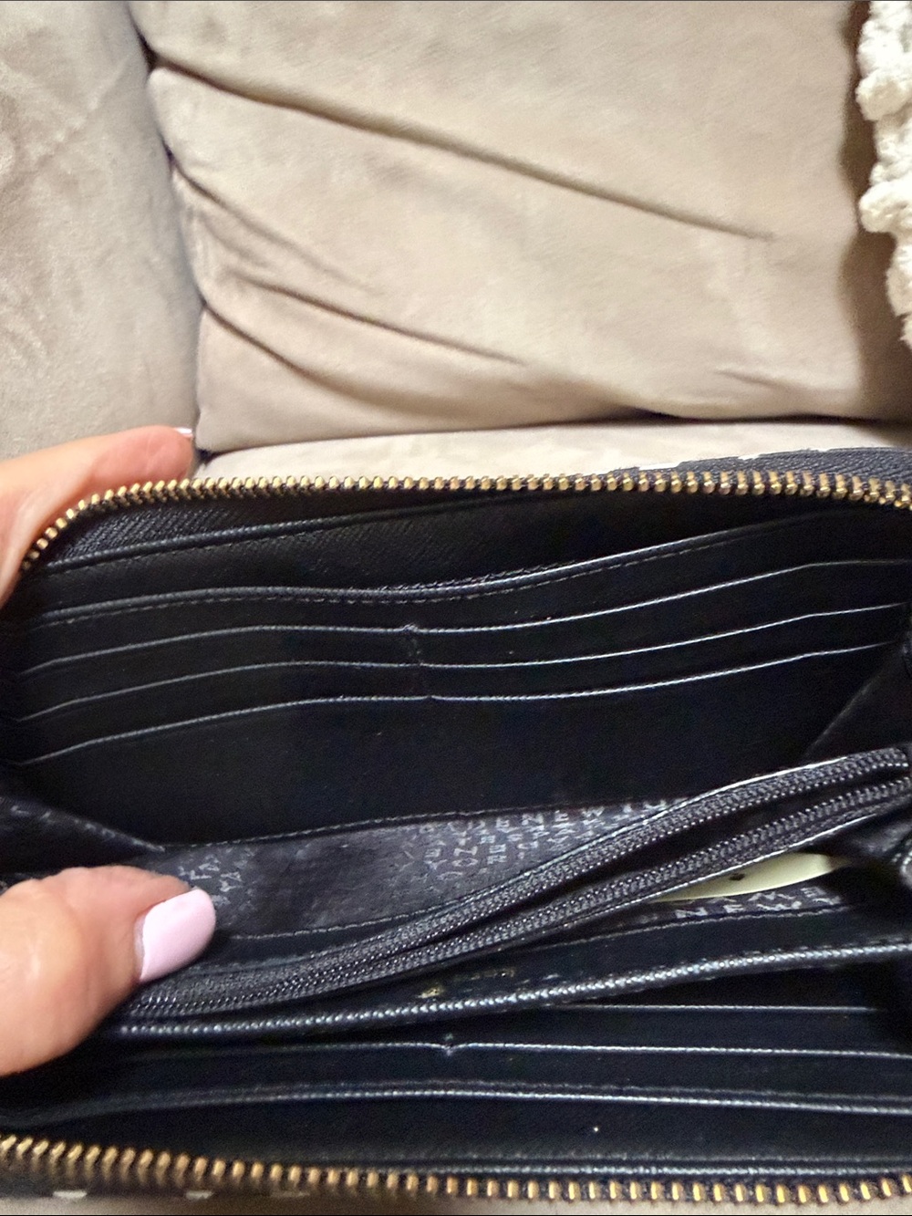 kate spade Black and White Polka Dot Zip-Around Wallet - Picture 8 of 12
